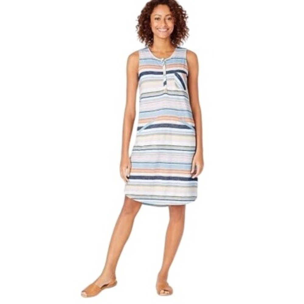 J. Jill Sleeveless Striped Knit‎ Dress Small Multicolor Tunic Lounge Casual